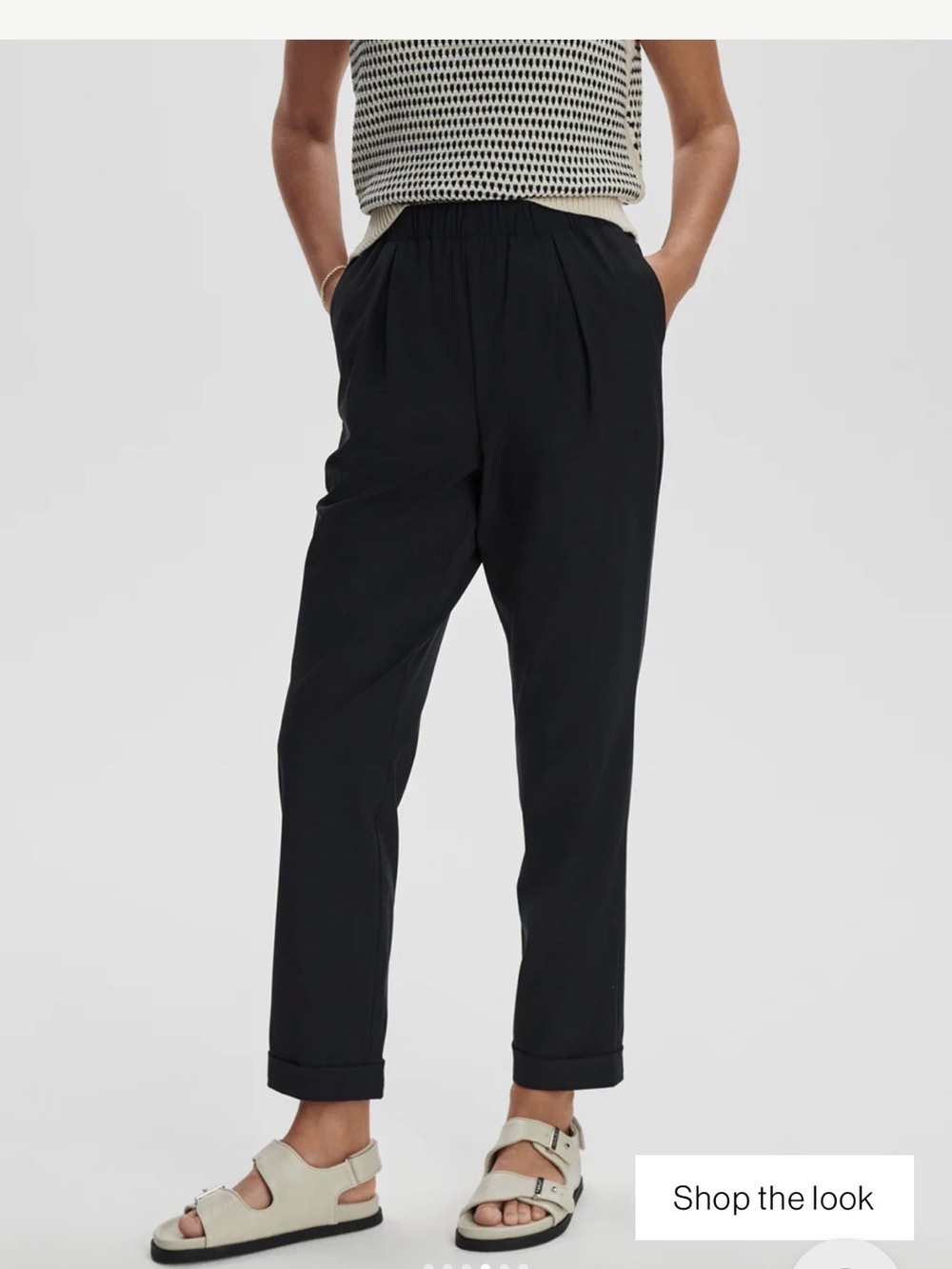 Varley Black Cropped Elastic-Waist Pants